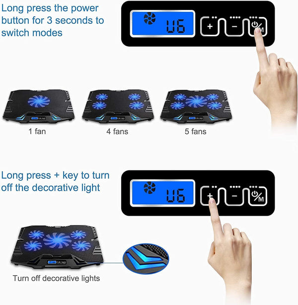 Dubkart Laptop Cooling Fan Pad Stand Super Quiet 12-15.6 Inch Laptop