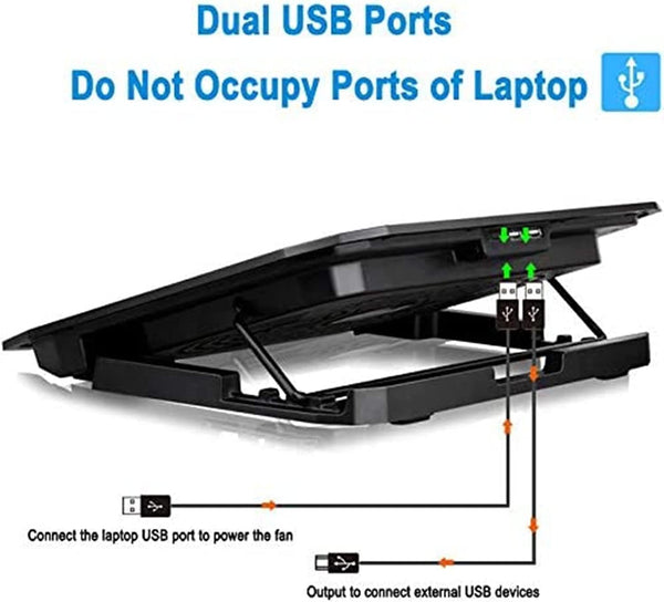 Dubkart Laptop Cooling Fan Pad Stand Super Quiet 12-15.6 Inch Laptop