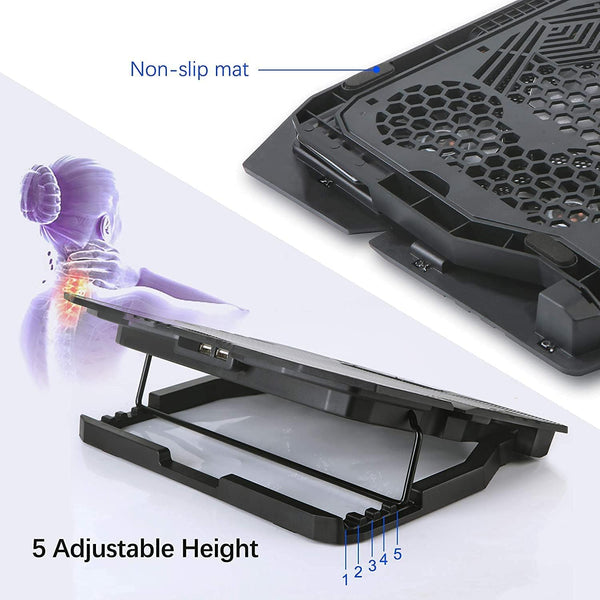 Dubkart Laptop Cooling Fan Pad Stand Super Quiet 12-15.6 Inch Laptop