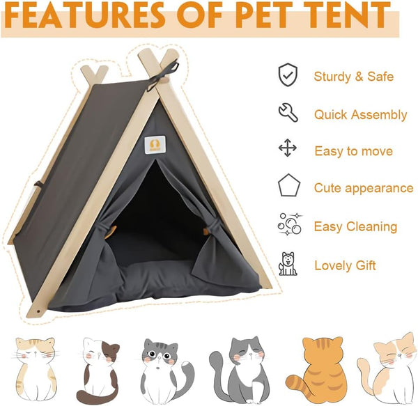 Dubkart Large Washable Canvas Pet Cat Dog Tent House