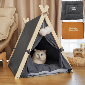 Dubkart Large Washable Canvas Pet Cat Dog Tent House