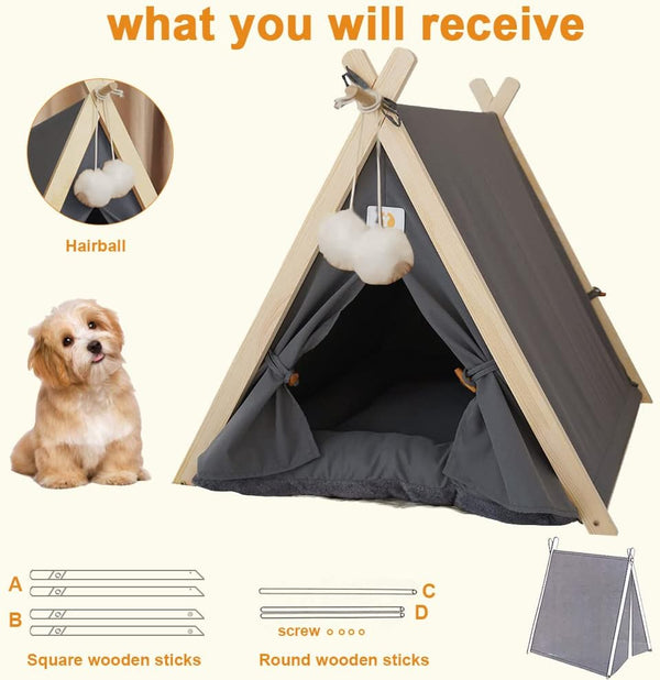 Dubkart Large Washable Canvas Pet Cat Dog Tent House