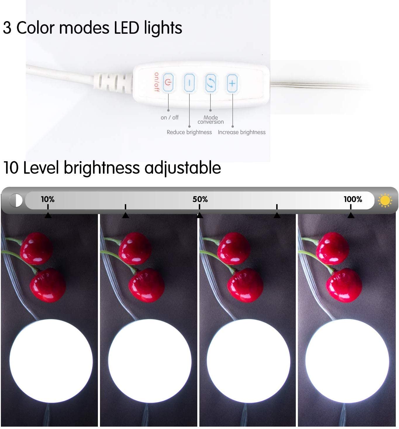 Dubkart Lights 10 LED Bulbs Vanity Makeup Mirror Dimmable Lights