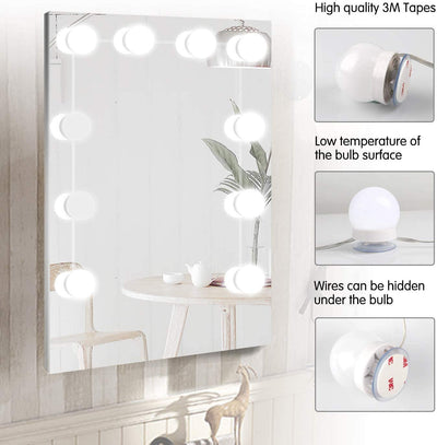 Dubkart Lights 10 LED Bulbs Vanity Makeup Mirror Dimmable Lights