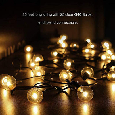 Dubkart Lights 25 Bulbs Globe Black String Lights 25 Feet