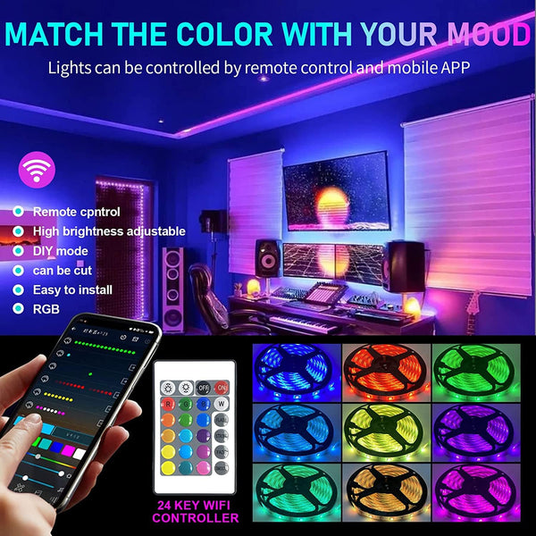 Dubkart Lights 600 LED Strip Lights Multicolor Ribbon Tape with Remote