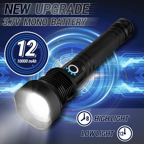 Dubkart Lights 90000 Lumens Super Bright Rechargeable LED Flashlight