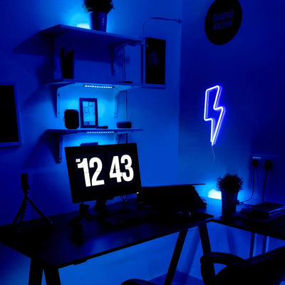 Dubkart Lights Bolt Night Sign Blue Light Home Kids Gaming Room