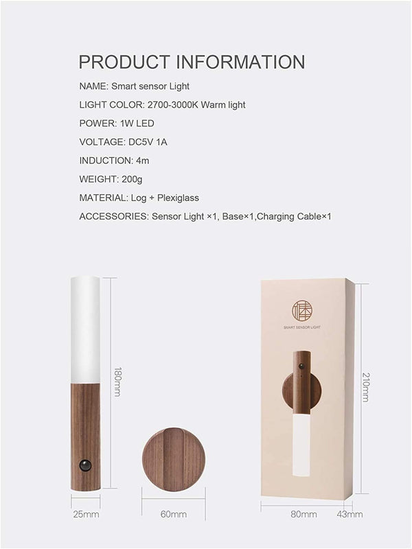 Dubkart Lights Motion Sensor Smart LED Night Light (Walnut Wood)