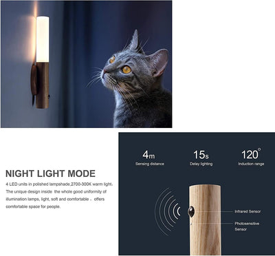Dubkart Lights Motion Sensor Smart LED Night Light (Walnut Wood)