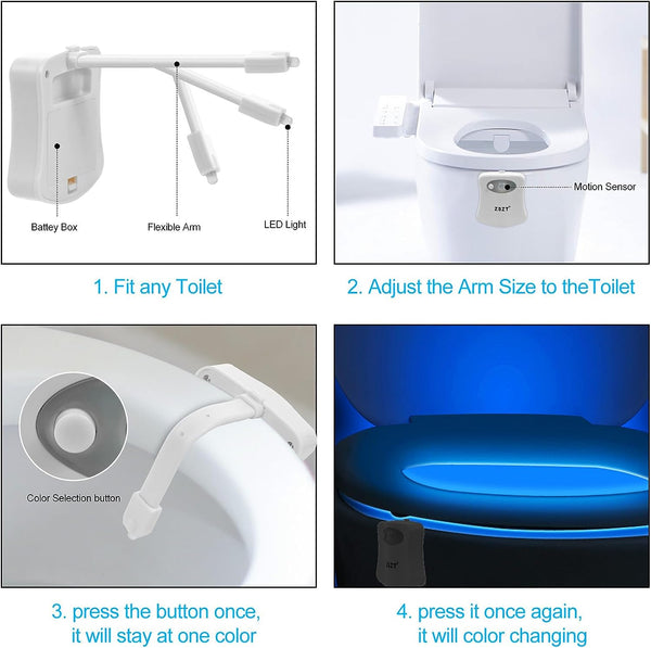 Dubkart Lights Motion Sensor Toilet LED Night Light 8 Colors
