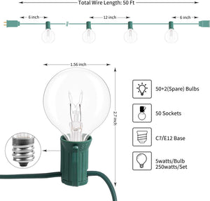 Dubkart Lights Round Globe String LED Light Bulb Strip 25ft