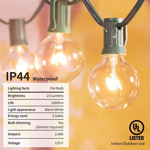 Dubkart Lights Round Globe String LED Light Bulb Strip 25ft