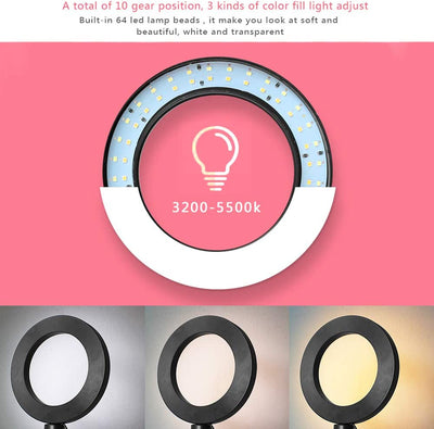 Dubkart Lights Selfie Video 20cm Ring Light 64 LED 360 Rotation Tripod