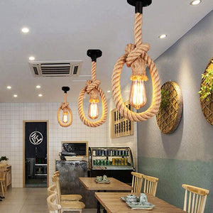 Dubkart Lights Vintage Retro Jute Rope Hanging Ceiling Light