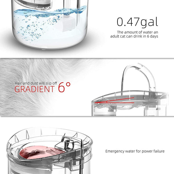 Dubkart LP100 Super Quiet Automatic Pet Cat Dog Water Fountain Water Dispenser 1.8L