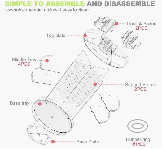 Dubkart Makeup 8 Layers 360 Degree Swivel Rotating Makeup Organizer
