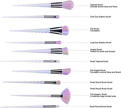 Dubkart Makeup brushes 10 PCS Unicorn Makeup Brush Set