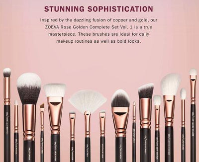 Dubkart Makeup brushes 15 PCS Vol. 1 Face Eye Makeup Brush Set Rose (Gold)