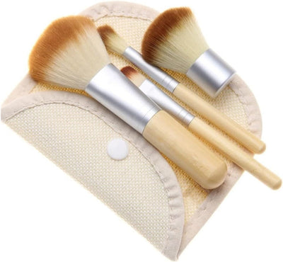 Dubkart Makeup brushes 4 PCS Makeup Brush Kit with Natural Bamboo Handle Beauty Face Make Up