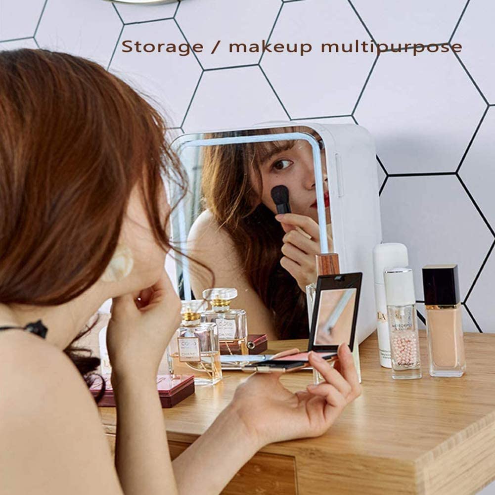 Dubkart Makeup Mini Makeup Cosmetic Fridge Glass Panel LED Lighting