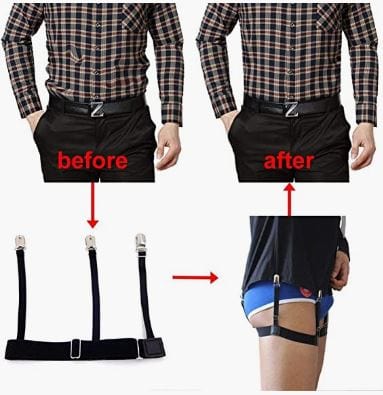DubKart Men's Shirt Tuck In Stay Garter Suspender