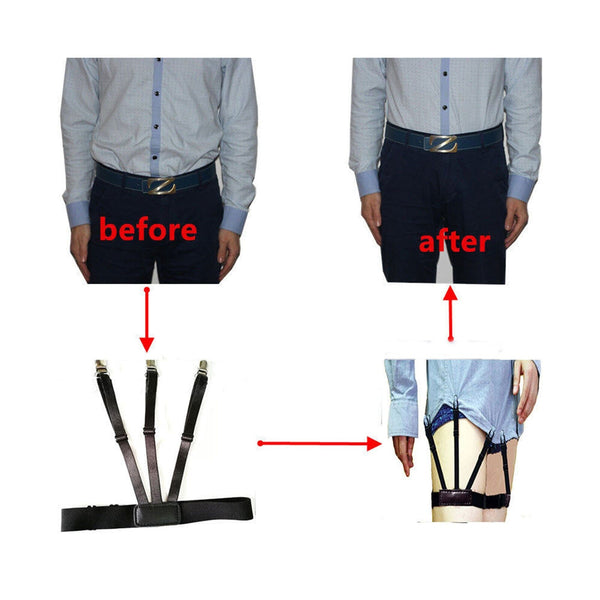 DubKart Men's Shirt Tuck In Stay Garter Suspender