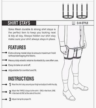 DubKart Men's Shirt Tuck In Stay Garter Suspender