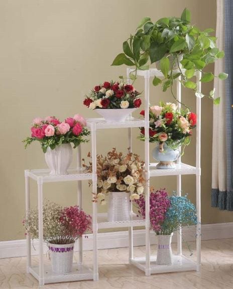 Dubkart Multi Tier Plant Flower Pot Stand plastic (White)