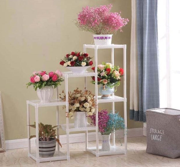 Dubkart Multi Tier Plant Flower Pot Stand plastic (White)