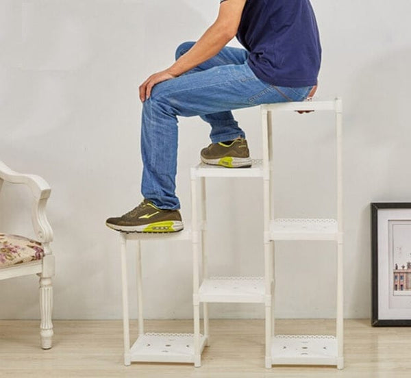 Dubkart Multi Tier Plant Flower Pot Stand plastic (White)