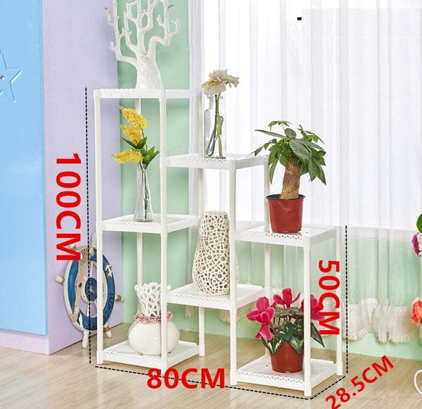 Dubkart Multi Tier Plant Flower Pot Stand plastic (White)
