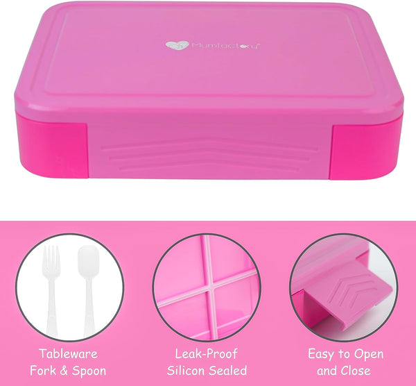 Dubkart Mumfactory School Kids Adults Bento Lunch Box 5 Compartments 1330 ML (Pink)