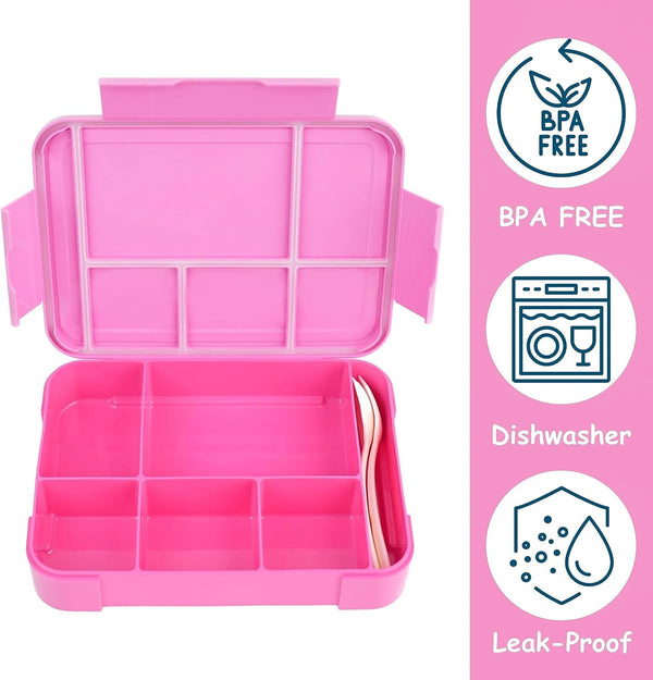 Dubkart Mumfactory School Kids Adults Bento Lunch Box 5 Compartments 1330 ML (Pink)
