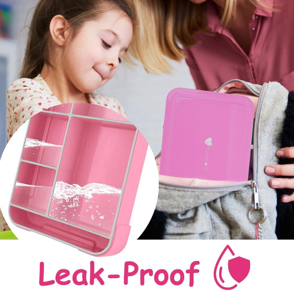 Dubkart Mumfactory School Kids Adults Bento Lunch Box 5 Compartments 1330 ML (Pink)