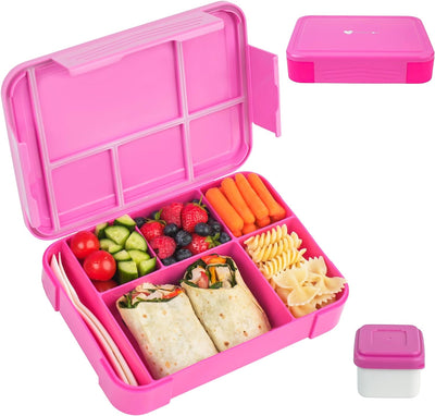 Dubkart Mumfactory School Kids Adults Bento Lunch Box 5 Compartments 1330 ML (Pink)