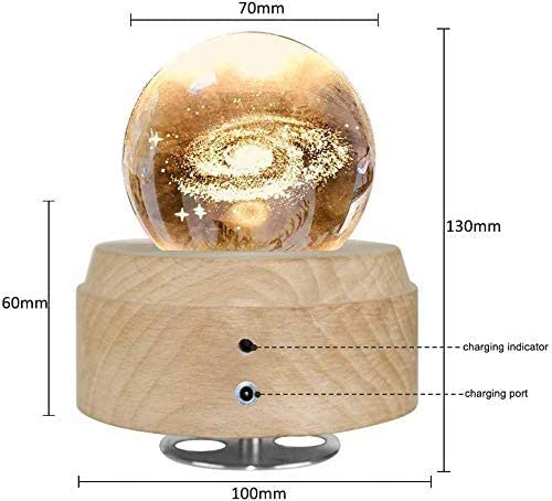 Dubkart Musical 3D Engraved Rotating Crystal Music Ball Projector LED Light Music Box