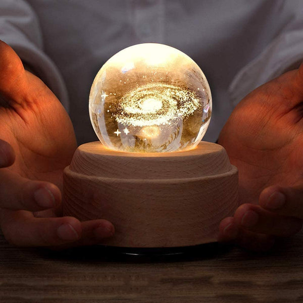 Dubkart Musical 3D Engraved Rotating Crystal Music Ball Projector LED Light Music Box