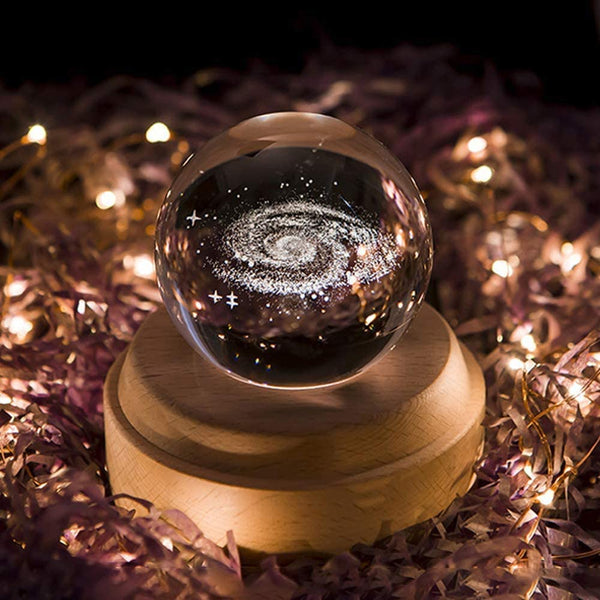 Dubkart Musical 3D Engraved Rotating Crystal Music Ball Projector LED Light Music Box