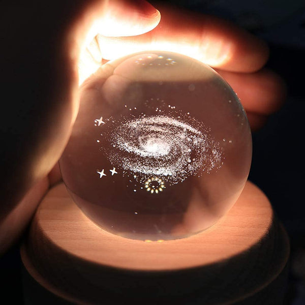 Dubkart Musical 3D Engraved Rotating Crystal Music Ball Projector LED Light Music Box