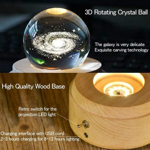 Dubkart Musical 3D Engraved Rotating Crystal Music Ball Projector LED Light Music Box