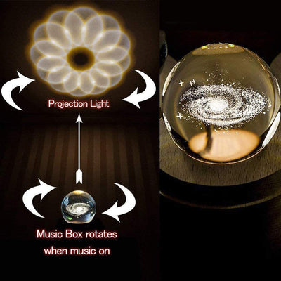 Dubkart Musical 3D Engraved Rotating Crystal Music Ball Projector LED Light Music Box