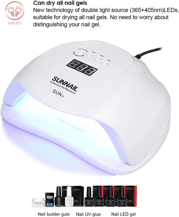 Dubkart Nails 54W UV LED Finger and Toe Nail Dryer Lamp for Nail Polish and Gel
