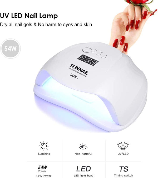 Dubkart Nails 54W UV LED Finger and Toe Nail Dryer Lamp for Nail Polish and Gel