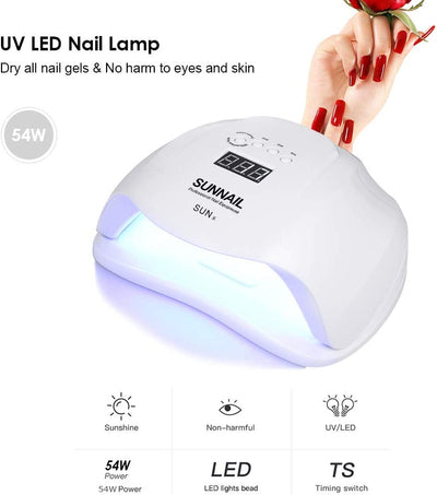 Dubkart Nails 54W UV LED Finger and Toe Nail Dryer Lamp for Nail Polish and Gel