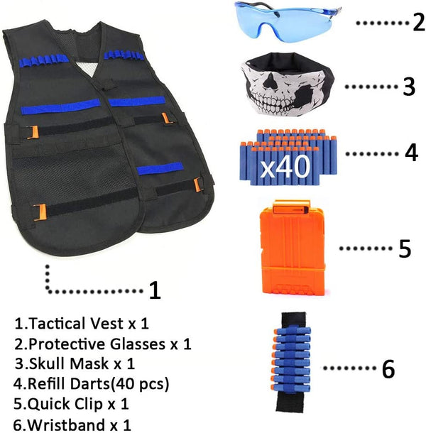 Dubkart Nerf Guns Tactical Vest Kit N-Strike Elite Series with 40 PCS Refill
