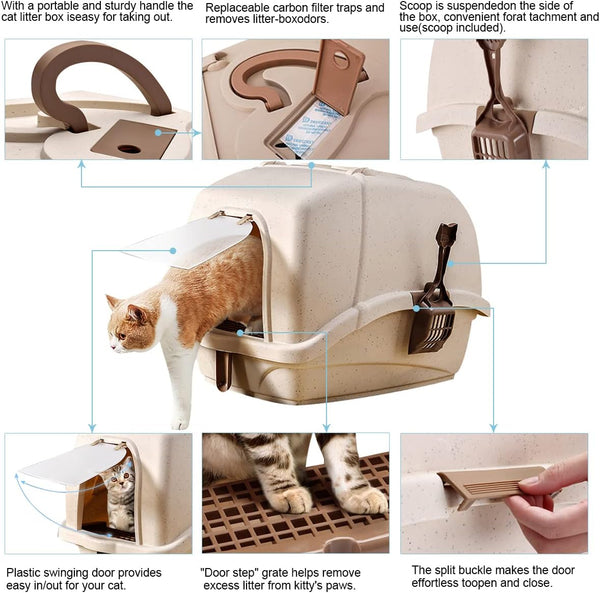 Dubkart Orchid Large Fully Enclosed Cat Litter Box Toilet Box Pan