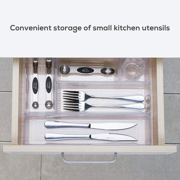 Dubkart Organizers 14 PCS Clear Plastic Drawer Makeup Closet Organizer Trays