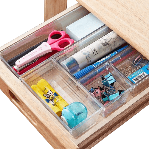 Dubkart Organizers 14 PCS Clear Plastic Drawer Makeup Closet Organizer Trays