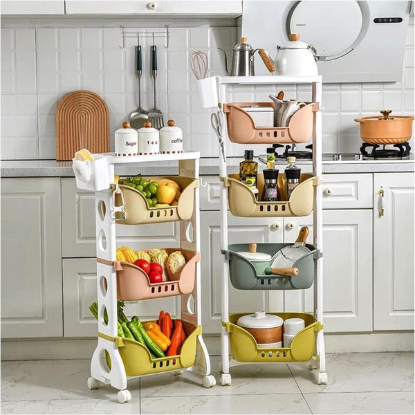 Dubkart Organizers 4-Layer Multipurpose Household Wheeled Storage Rack Organizer